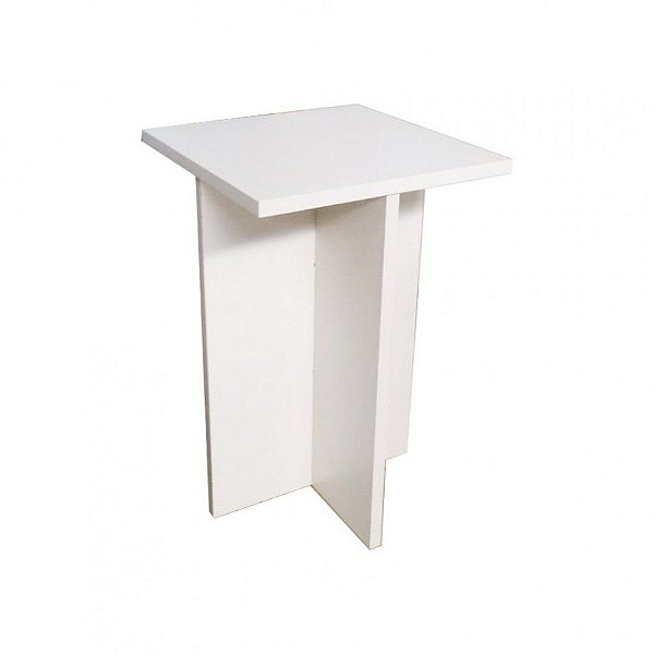 Banco Tampo Quadrado 55cm Em Mdf Branco [F031]