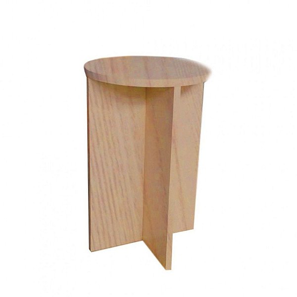 Banco Tampo Redondo 65cm Em Mdf Madeirado [F031]