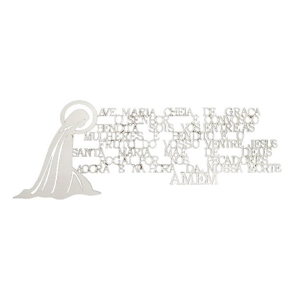 Ave Maria 50x20 Cm Oração Imagem Top Mdf 3mm Branco [F031]