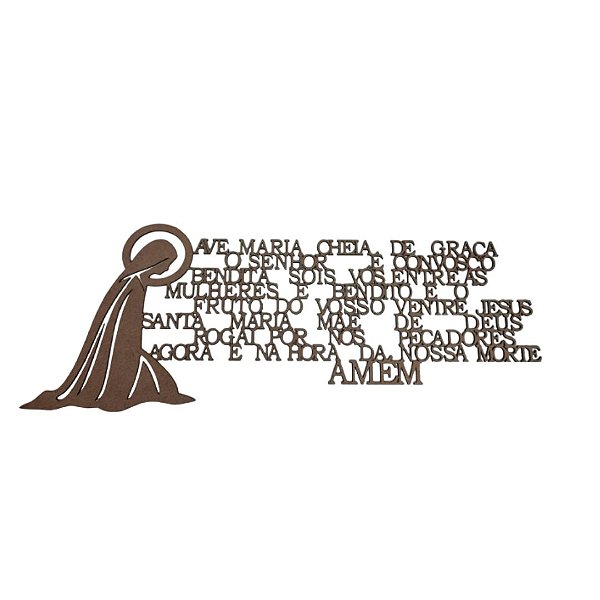 Ave Maria 50x20 Cm Oração Imagem Top Mdf 3mm Natural [F031]