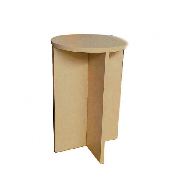Banco Tampo Redondo 45cm Em Mdf Natural [F031]