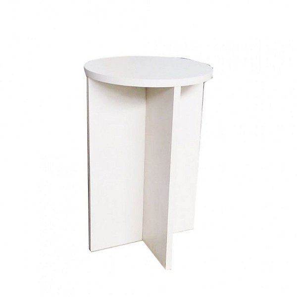 Banco Tampo Redondo 65cm Em Mdf Branco [F031]
