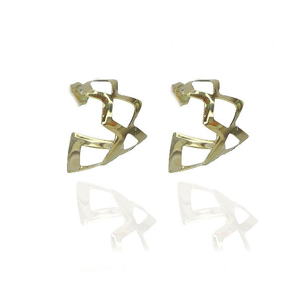 Brinco Argola De Losango Folheado A Ouro 18k [F027]