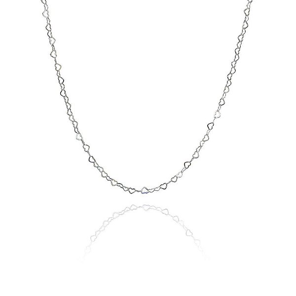 Colar Corrente De Coração Em Prata 925 [F027]