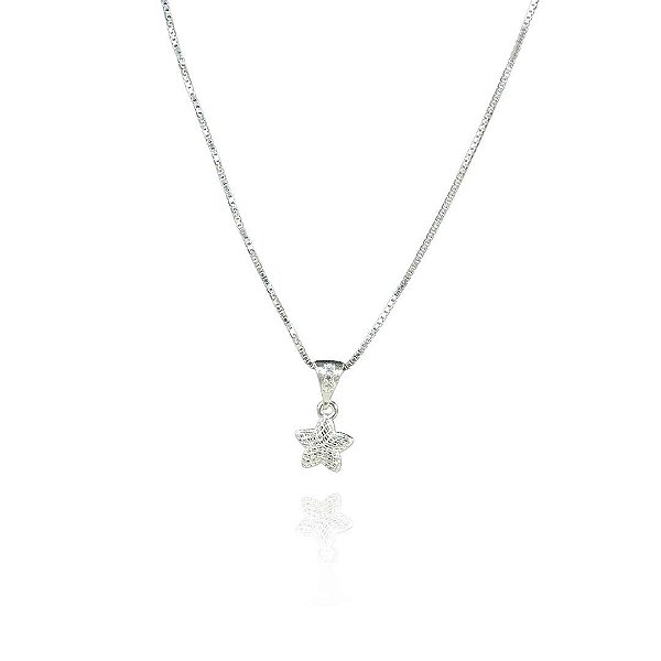 Colar Pingente Estrela Delicada Em Prata 925 [F027]