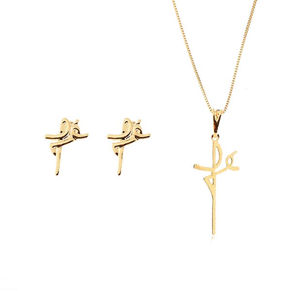 Conjunto Da Fé Folheado Em Ouro 18k [F027]