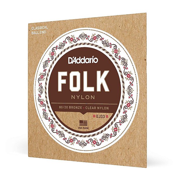 Encordoamento Para Violão Bolinha D Addario Folk Nylon EJ33 [F035]