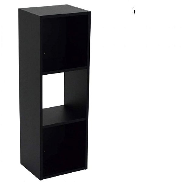Estante De Livros 3 Nichos Em Mdf Preto [F031]