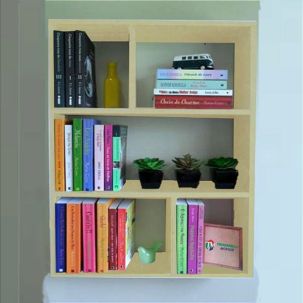 Estante De Parede Multiuso Decoração Livros Natural Em Mdf [F031]