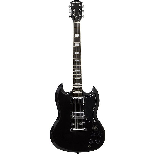 Guitarra Elétrica Sg De Madeira Maciça Thomaz Teg 340 Preto [F097]