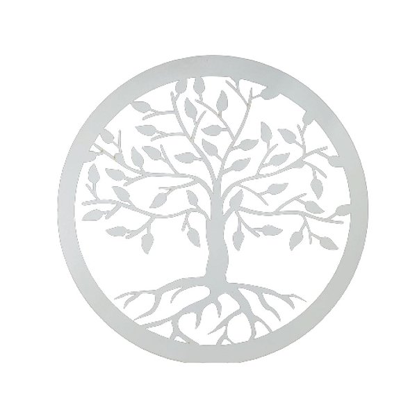 Mandala 30 Cm Arvore Raizes Mdf 3mm Branco [F031]