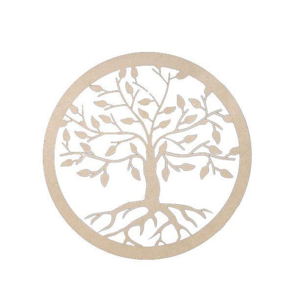 Mandala 30 Cm Arvore Raizes Mdf 3mm Natural [F031]