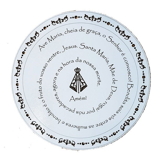 Mandala Oração Ave Maria Mdf Branco 60 Cm [F031]
