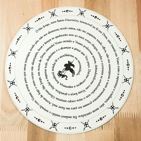 Mandala Oração De São Jorge Em Mdf 60 Cm Branco [F031]