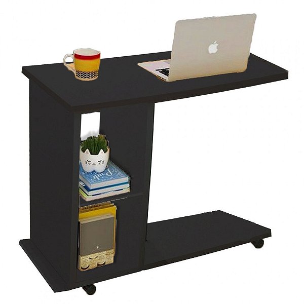 Mesa Com Rodizio Em Mdf Preto [F031]