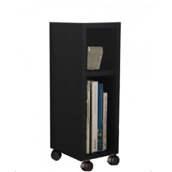 Mesa De Cabeceira Nicho Em Mdf Preto Com Rodizio [F031]