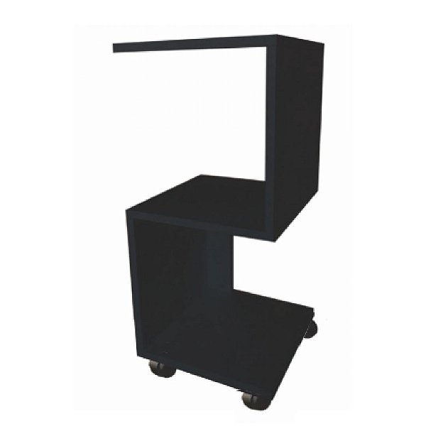 Mesa De Cabeceira S Em Mdf Preto Com Rodizio [F031]