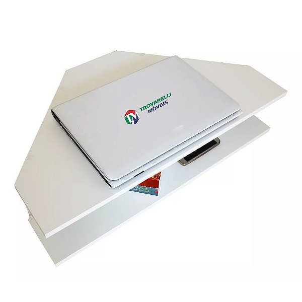 Mesa Notebook Suspensa Canto Branco Em Mdf [F031]