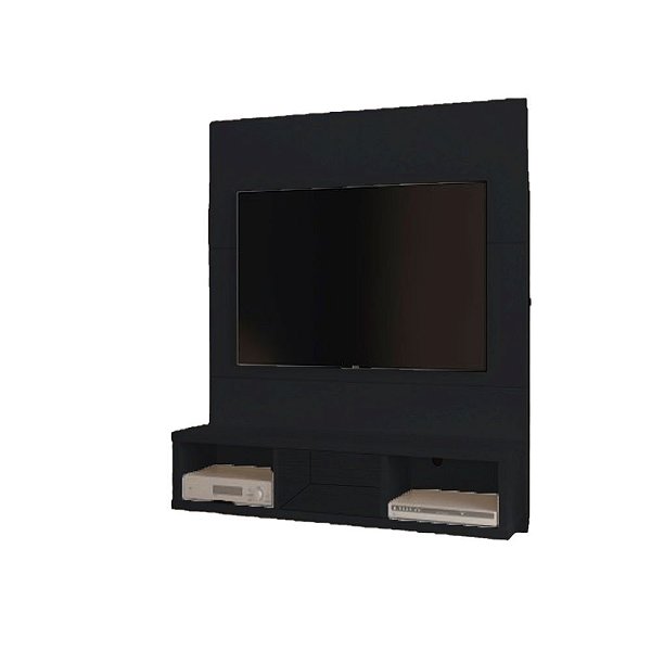 Painel Para Tv Em Ate 32 Polegadas 3 Nichos Preto Em Mdf [F031]