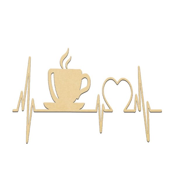 Placa Decorativa Cardiograma Café Mdf Natural [F031]