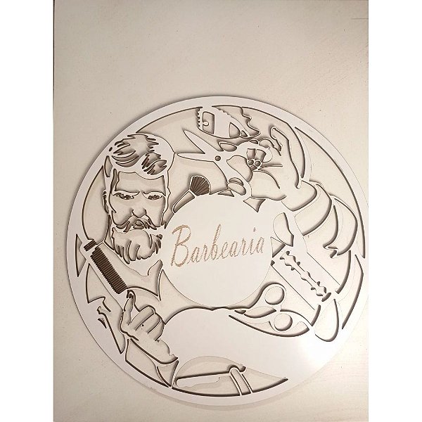 Plaquinha Decorativa Barbearia Branco [F031]