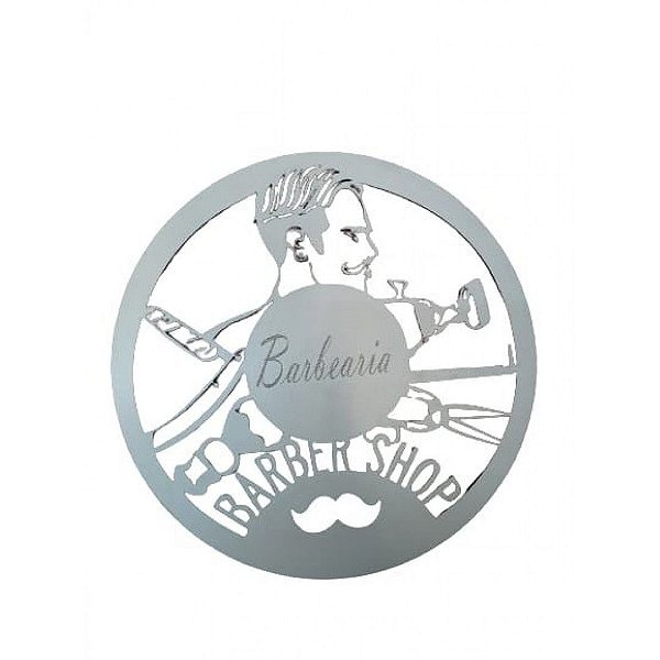 Plaquinha Decorativa Barber Shop Branco  Em Mdf [F031]