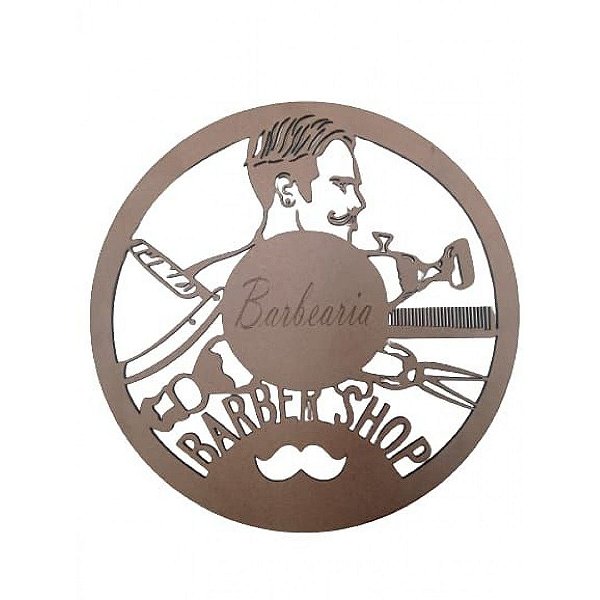 Plaquinha Decorativa Barber Shop Natural Em Mdf [F031]