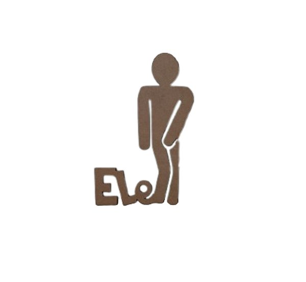 Plaquinha Para Banheiro Masculino Ele 3mm Natural [F031]