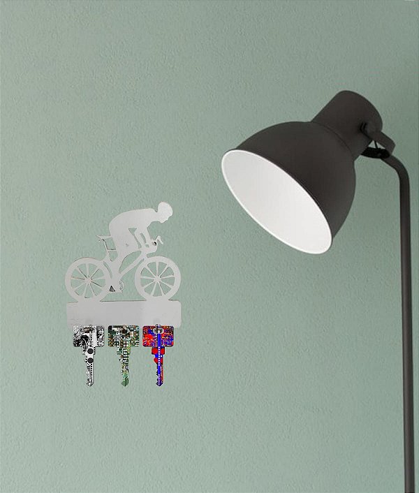 Porta Chave Bike Em Mdf Branco [F031]