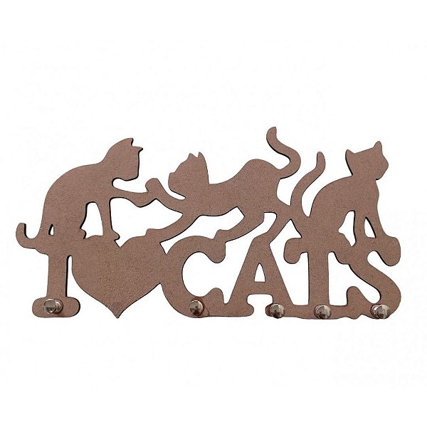 Porta Chave Cat Natural Em Mdf [F031]