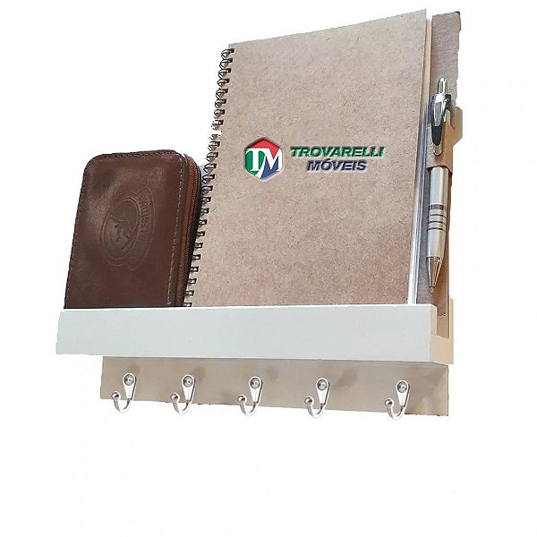 Porta Chave Simples Branco Em Mdf [F031]