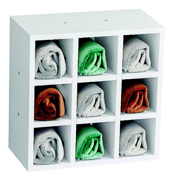 Porta Toalhas 9 Lugares Em Mdf Branco [F031]
