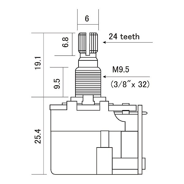 Potenciômetro A250K Push-Pull DPDT Instrumentos CTS-A250-PP [F035]