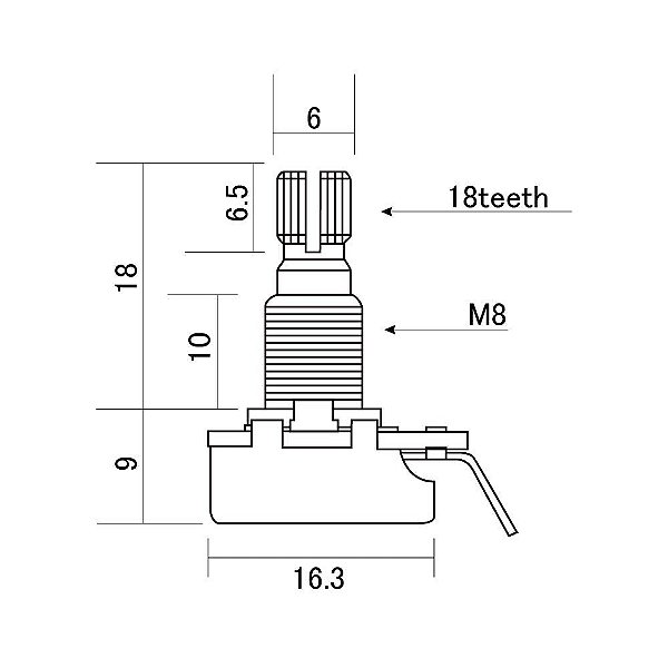 Potenciômetro B250K Instrumentos/Equipamentos Alpha ALP2501B [F035]