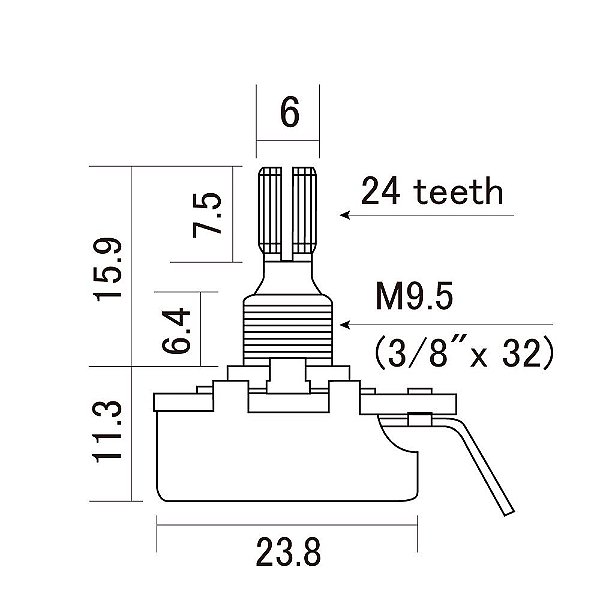Potenciômetro B250K Instrumentos/Equipamentos CTS-B250-S [F035]