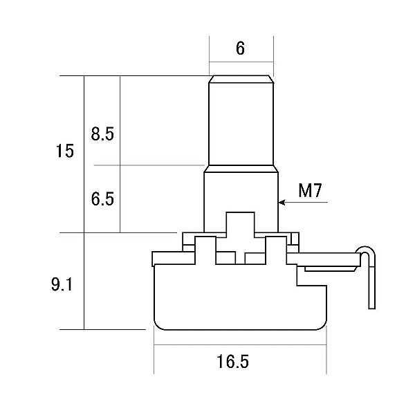 Potenciômetro B50K Instrumentos/Equipamentos Alpha ALP501B-S [F035]
