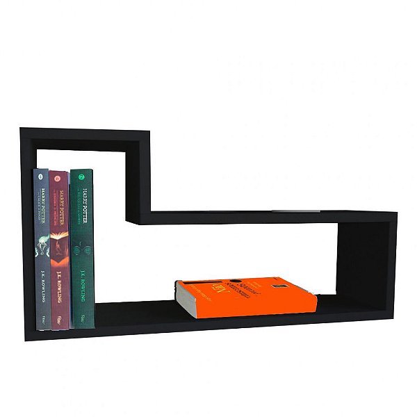 Prateleira Nicho L Em Mdf Preto [F031]