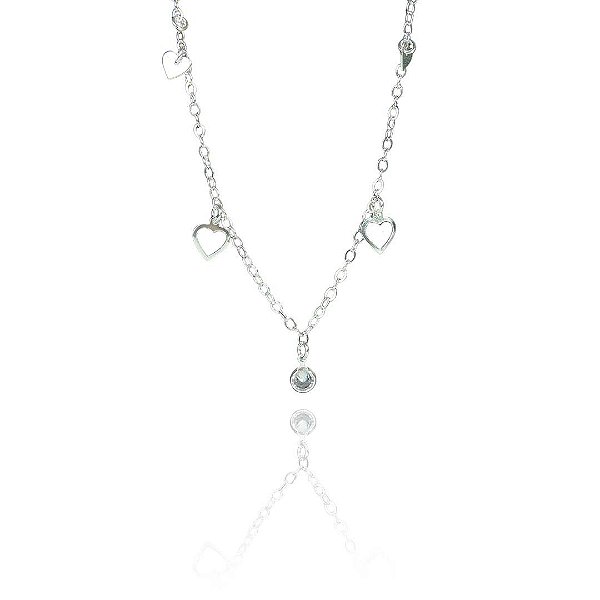 Pulseira Com Coração E Zircônia Em Prata 925 [F027]