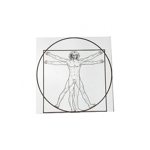 Quadro Decorativo Homem Vitruviano Em Mdf Branco [F031]