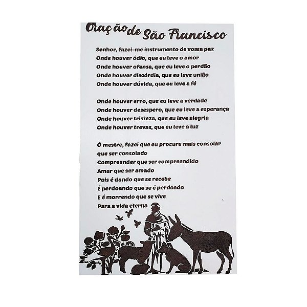 Quadro Oração De São Francisco De Assis Em Mdf 50x30 Cm Branco [F031]