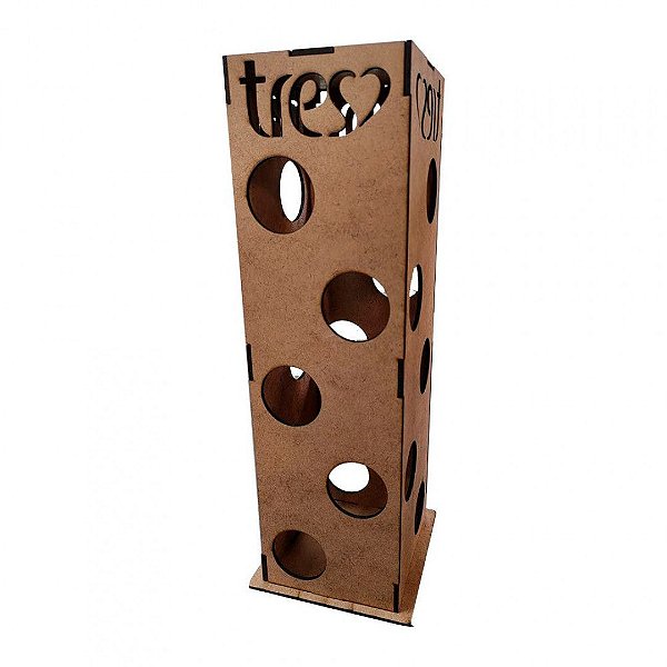 Torre Porta Capsulas Três Corações Mdf Natural [F031]