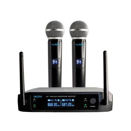 Microfone Sem Fio Leson LS902 Duplo Plus Digital Preto [F002]