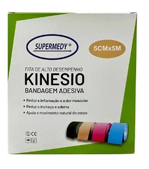 Fita Kinesio Preta 5cm X 5m Supermedy 1un [F083]