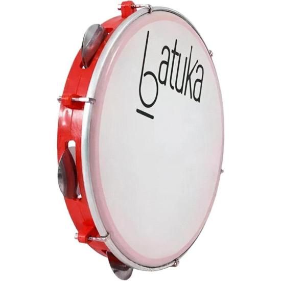 Pandeiro 10" Batuka Pele Leitosa Luen Vermelho [F002]