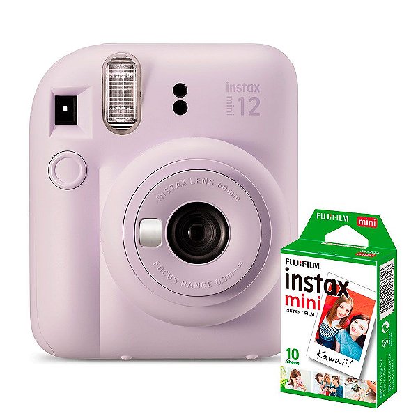 Kit Câmera Instax Mini 12  Lilas Candy + Filme De 60 Poses [F118]