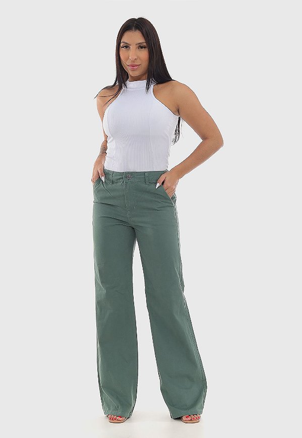 Calça Feminina 7920 Wide Leg Verde [F075]