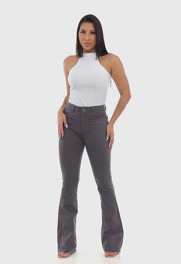 Calça Flair 7874 Chumbo Bella Canvas - Cintura Alta [F075]