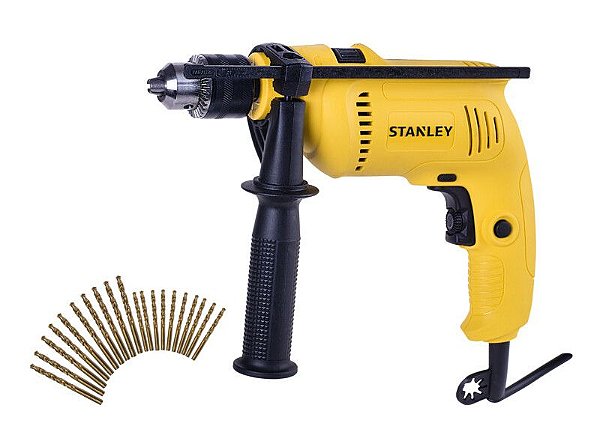 Kit Furadeira De Impacto 1/2 Pol. 600w C/ Vel Variável E Reversível Com 20 Brocas - Stanley - Sdh600g20b2 220v [F083]
