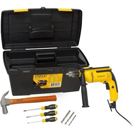 Kit Furadeira De Impacto 1/2pol. 700w C/ 3 Brocas, 01 Martelo, 3 Chaves E 01 Caixa - Stanley - Sdh700ks1b2 220v [F083]