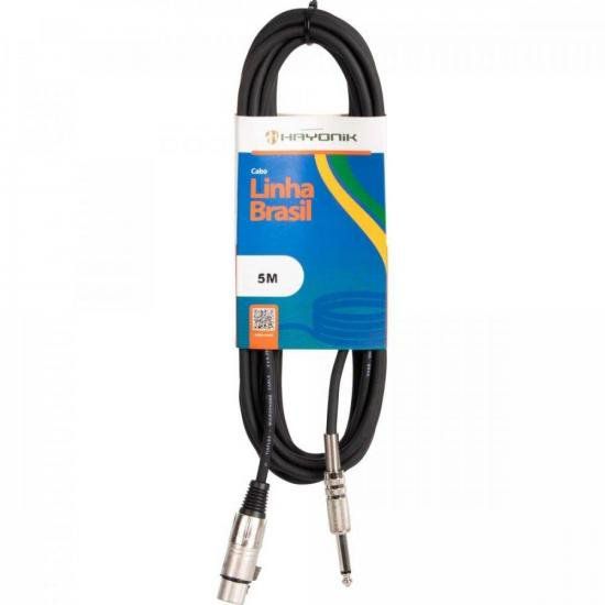 Cabo para Microfone Linha BRASIL XLR(F) X P10 5M Preto HAYONIK [F003]